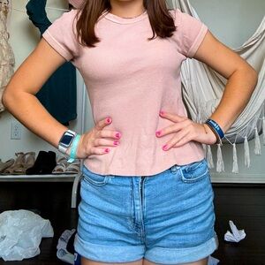 Pink Brandy Melville waffle knit shirt, size S